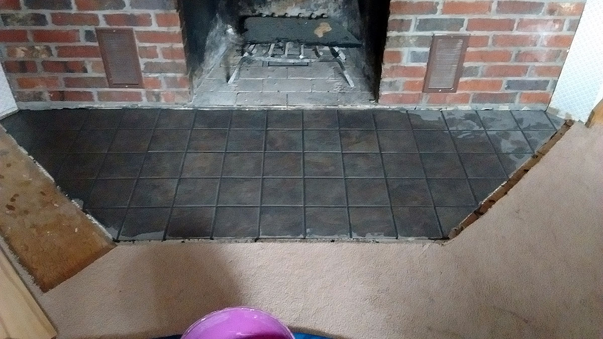 fireplace tile installed